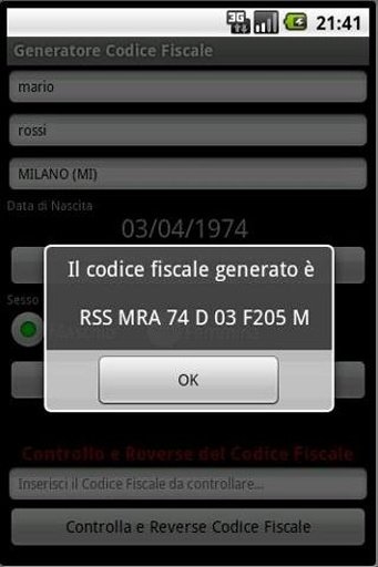 Generatore di Codice Fiscale截图1