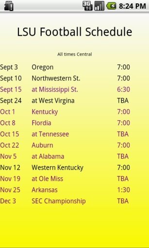 LSU Football Schedule截图2