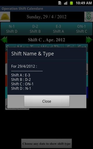 PIC Operation Shift Calendar截图1