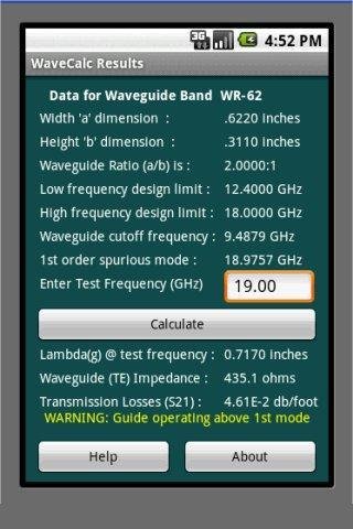 WaveCalc Lite - Waveguide Info截图3