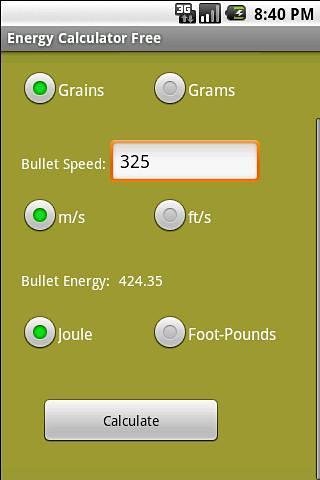 Bullet Energy Calculator Free截图4