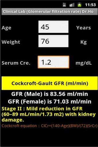 Clinical Lab ( Gault GFR )截图3