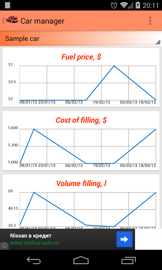 Car manager (mileage,expenses)截图5