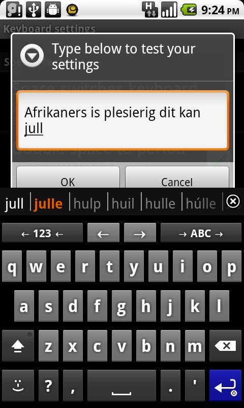 Afrikaans for AnySoftKeyboard截图1