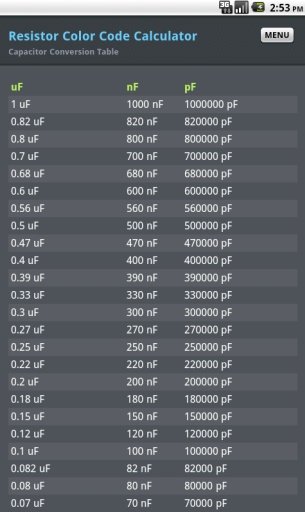 Resistor Color Code Calculator截图2