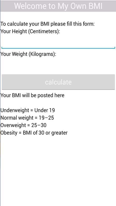 My Own BMI (Centimeters ...截图1