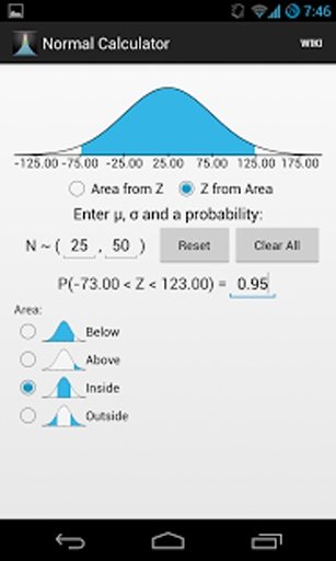 Normal Distribution Calculator截图1