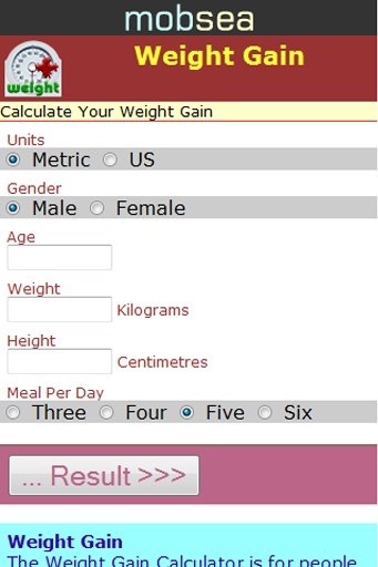 Weight Gain Calculator截图3