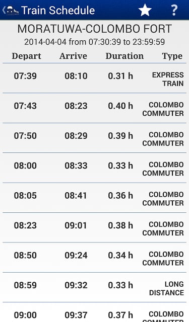 Sri Lanka Train Schedule截图5