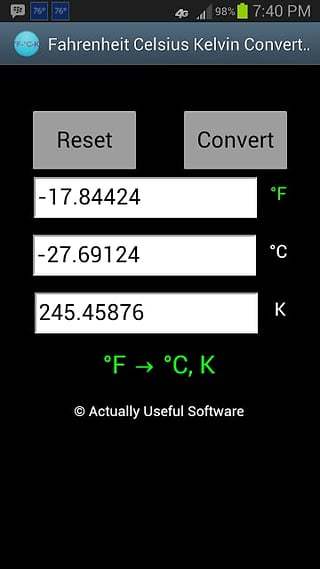 Fahrenheit Celsius Kelvin Conv截图3