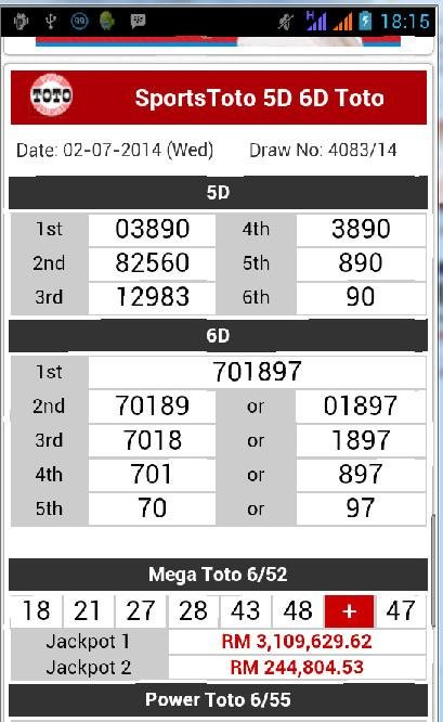 Toto Results Live截图2