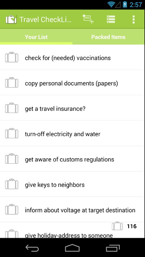 Items checking. Travel Checklist.