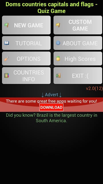 Doms countries capitals and flags - Quiz Game截图5