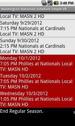 Washington Nationals Schedule Simple V8截图3