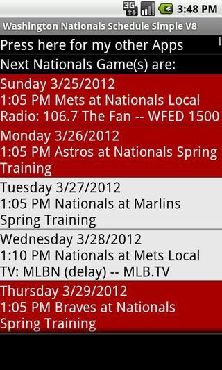 Washington Nationals Schedule Simple V8截图2