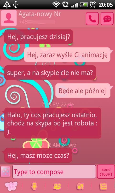 GO SMS Pro Pastel Pink Theme截图1