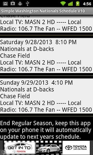 Washington Nationals Schedule Simple V8截图1