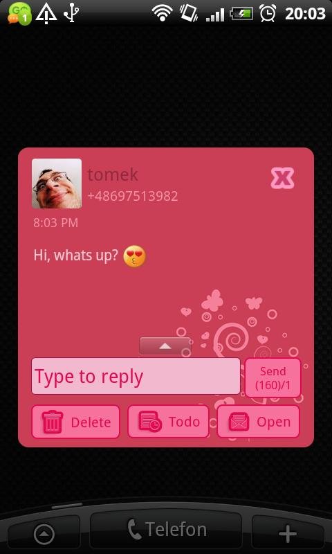 GO SMS Pro Pastel Pink Theme截图3