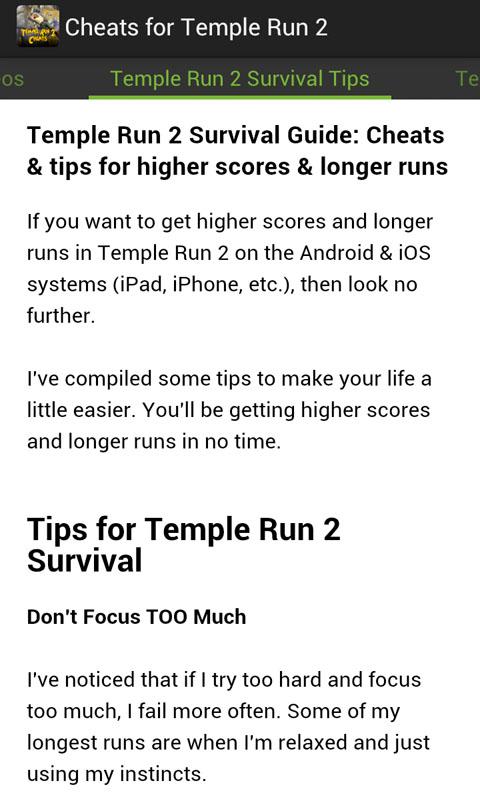 Cheats for Temple Run 2截图1