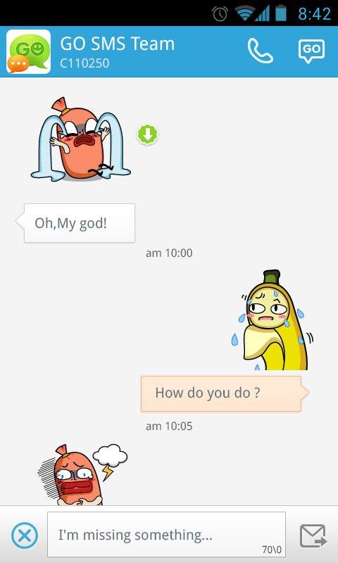 GO SMS Pro Bobo&Banana Sticker截图3