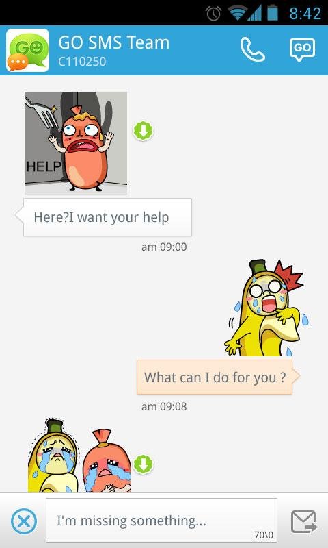 GO SMS Pro Bobo&Banana Sticker截图5