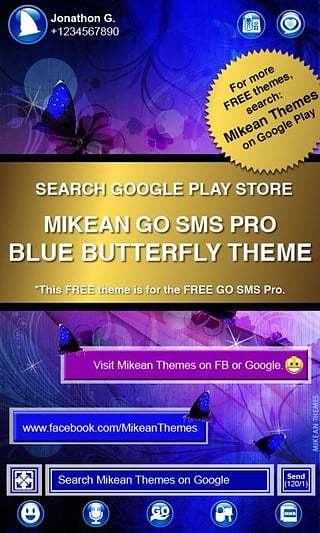 GO SMS Theme Butterfly Floral截图6