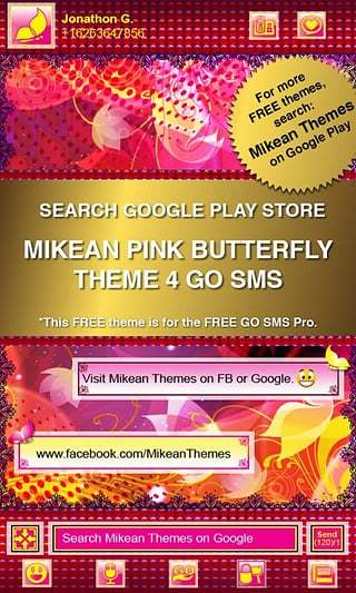 GO SMS Theme Butterfly Floral截图2