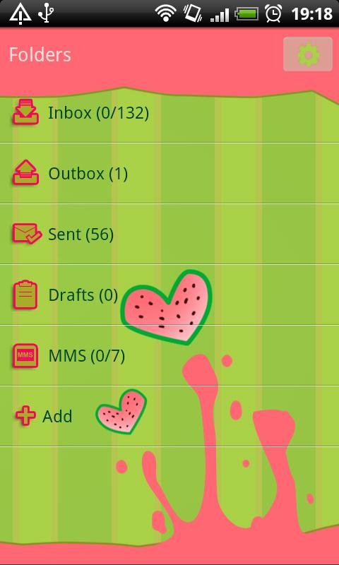 GO SMS Watermelon Heart Theme截图2