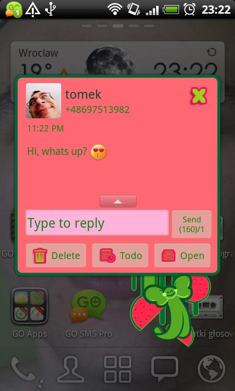 GO SMS Watermelon Heart Theme截图3