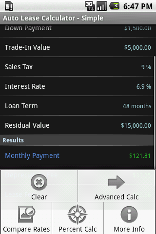 Car Lease Calculator截图3