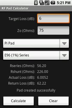 RF Pad Calculator截图