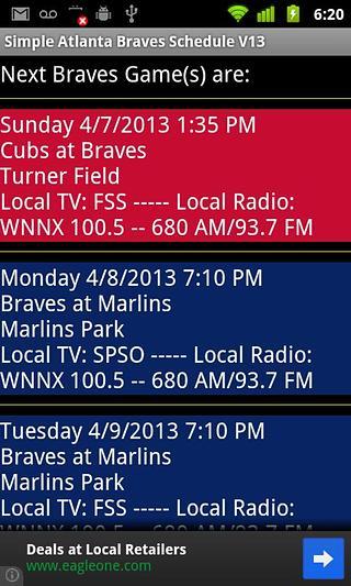 Simple Atlanta Braves Schedule截图1