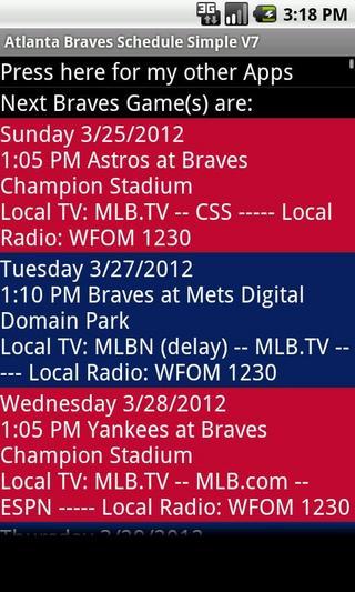 Simple Atlanta Braves Schedule截图2