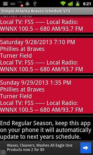 Simple Atlanta Braves Schedule截图4