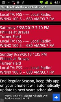 Simple Atlanta Braves Schedule截图