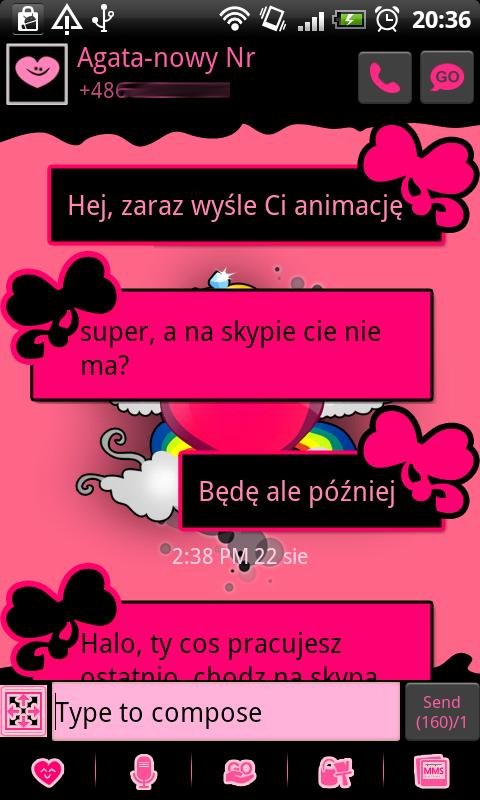 GO SMS Pro Pink&Black Theme截图2