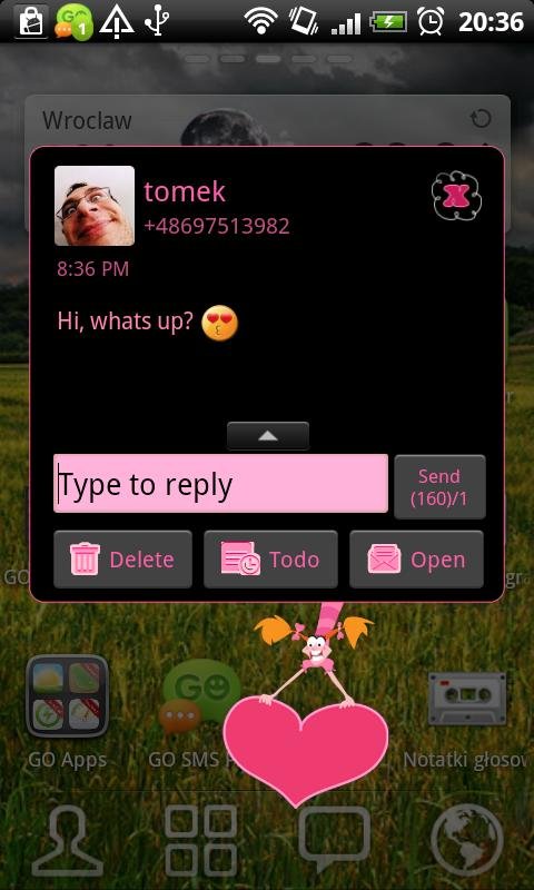 GO SMS Pro Pink&Black Theme截图4