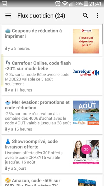 Codes Promos en flux RSS截图2