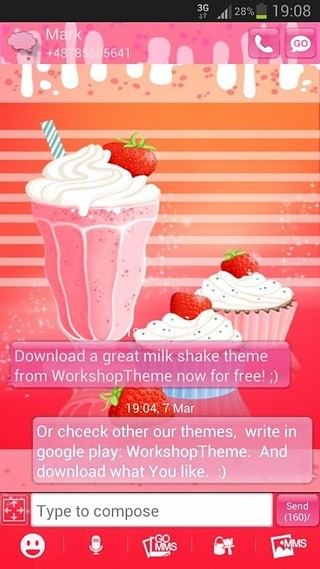 GO SMS Pro Theme Muffin Shake截图1