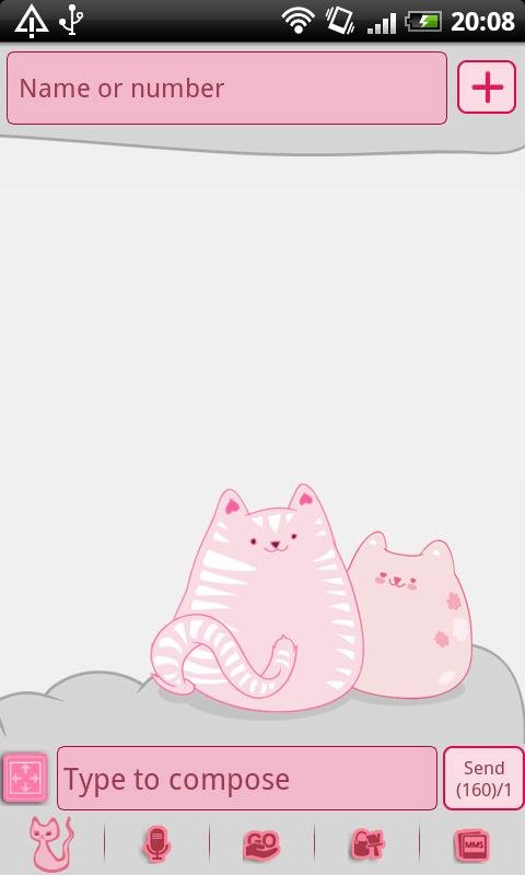 GO SMS Pro Pink Kitty Theme截图3