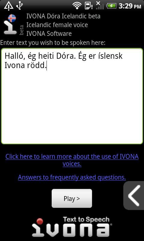 IVONA Dóra Icelandic beta截图1