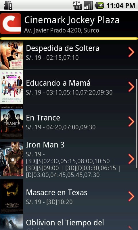 Cine Movil: Cartelera en Per&uacute;截图7