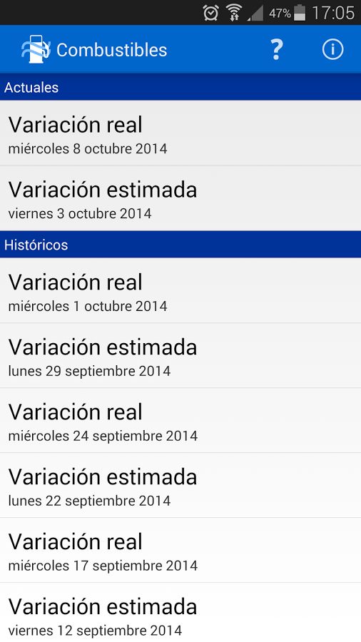 Variación Combustibles Chile截图3