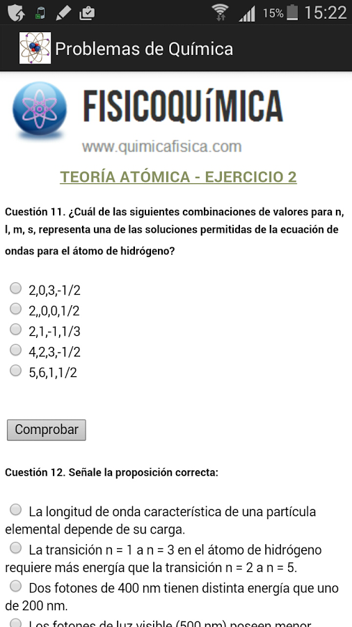 Problemas de Química (Test)截图2