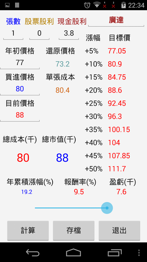 MakeMoney - 個股獲利試算 (免費版)截图10