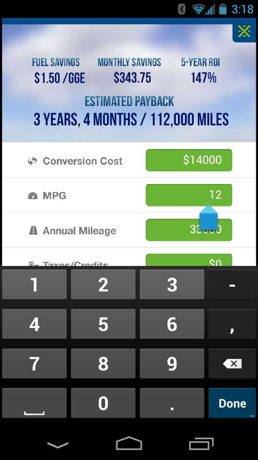 BAF CNG Payback Estimator截图2