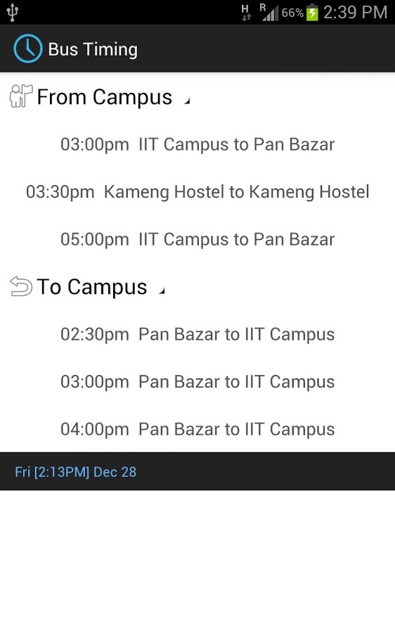 IIT Guwahati Bus Timing截图1