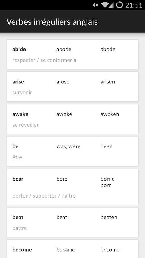Verbes irréguliers anglais截图3