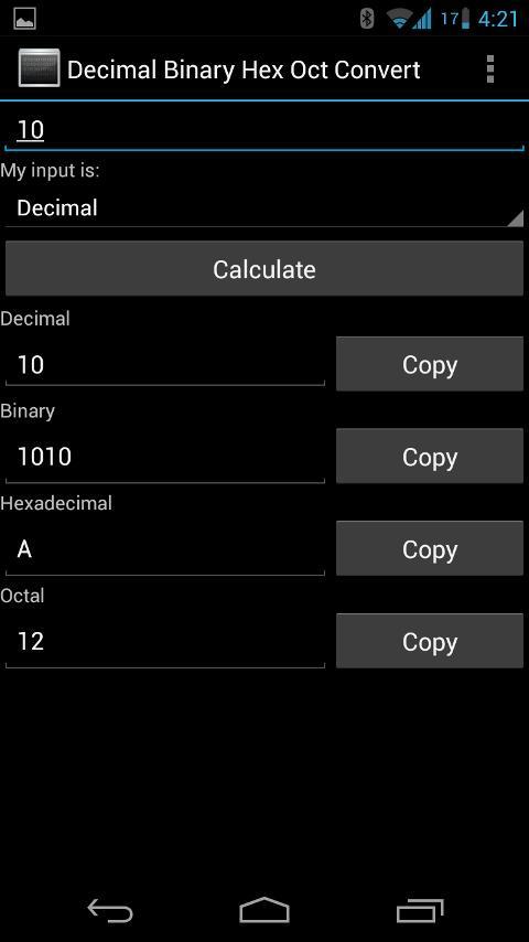 Decimal Binary Hex Oct Convert截图1