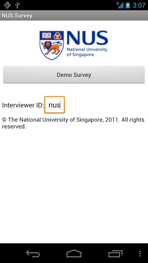 NUS Survey截图1